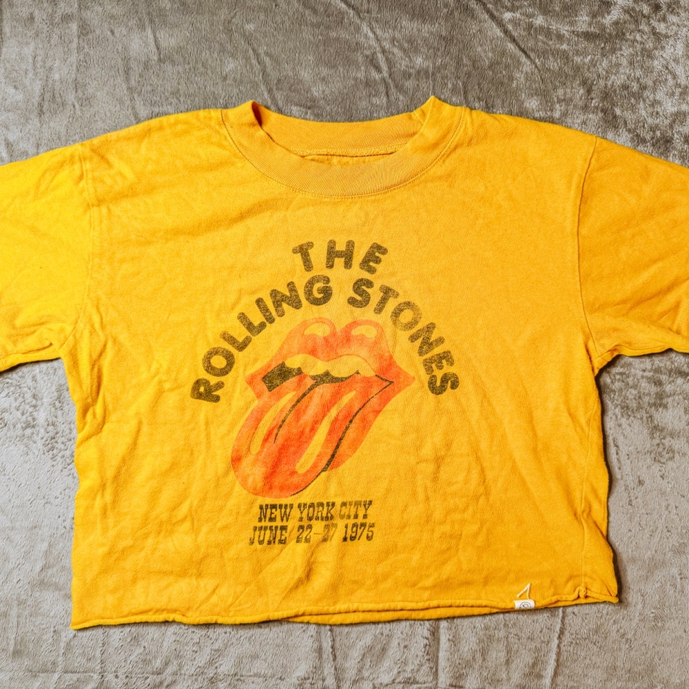 Rolling Stones Yellow Graphic cropped T-Shirt
